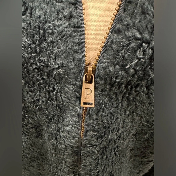 Pendleton Womens Sz M Fuzzy Zip Jacket Sherpa Teddy Fleece Blue Green Plaid - Picture 3 of 7